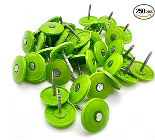 MLV Cap Nails, 1-inch, 250 pcs per Pack - for the Installation of Mass Loaded Vinyl (Coverage: 14-19 sqm)