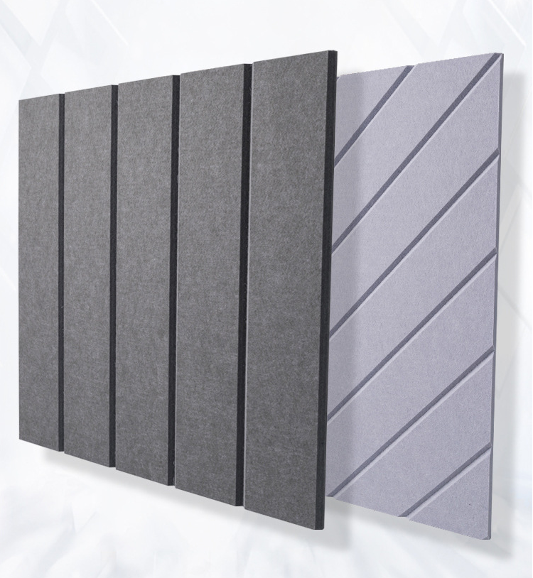 Grooved Design-Decorative Polyester Fiber Acoustic Panel/12inx12inx9mm/1600gsm/B1 Fire Rating/Non Self-Adhesive