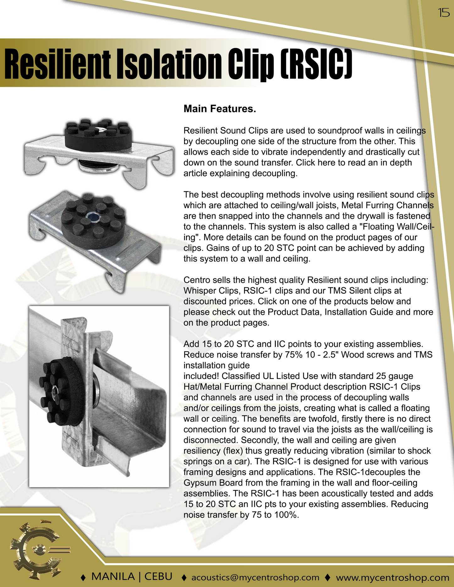 Resilient Sound Isolation Clip (RSIC)