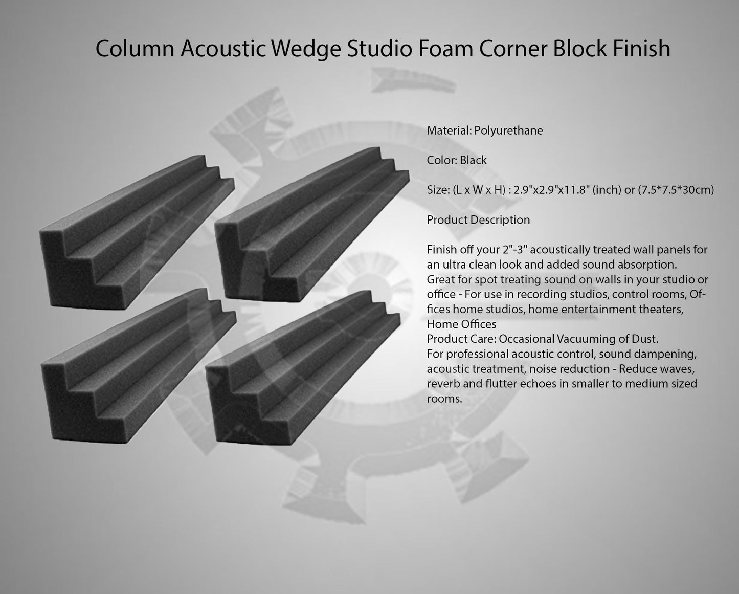 Column Acoustic Wedge Studio Foam Corner Block Finish Corner Wall