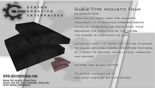 Gable Design Acoustic Foam/12in x 12in x 2.9in/Fire-Retardant