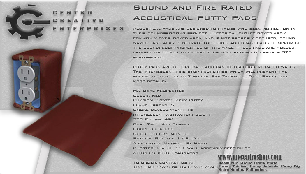 Sound and Fire Rated Acoustical Putty Pads (7" x 7" x 1/8)