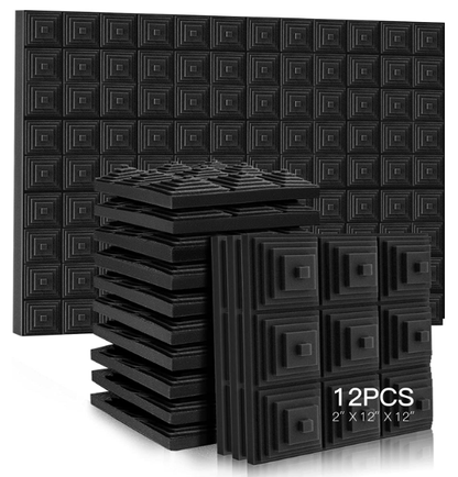 Multiblock Design Acoustic Foam/12in x 12in x 2in/Fire Retardant/Non Self-Adhesive/Density 35